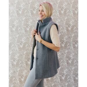 DUDLEY STEPHENS Pacific Vest Gray XL Sleeveless Longline Fleece Layering Jacket
